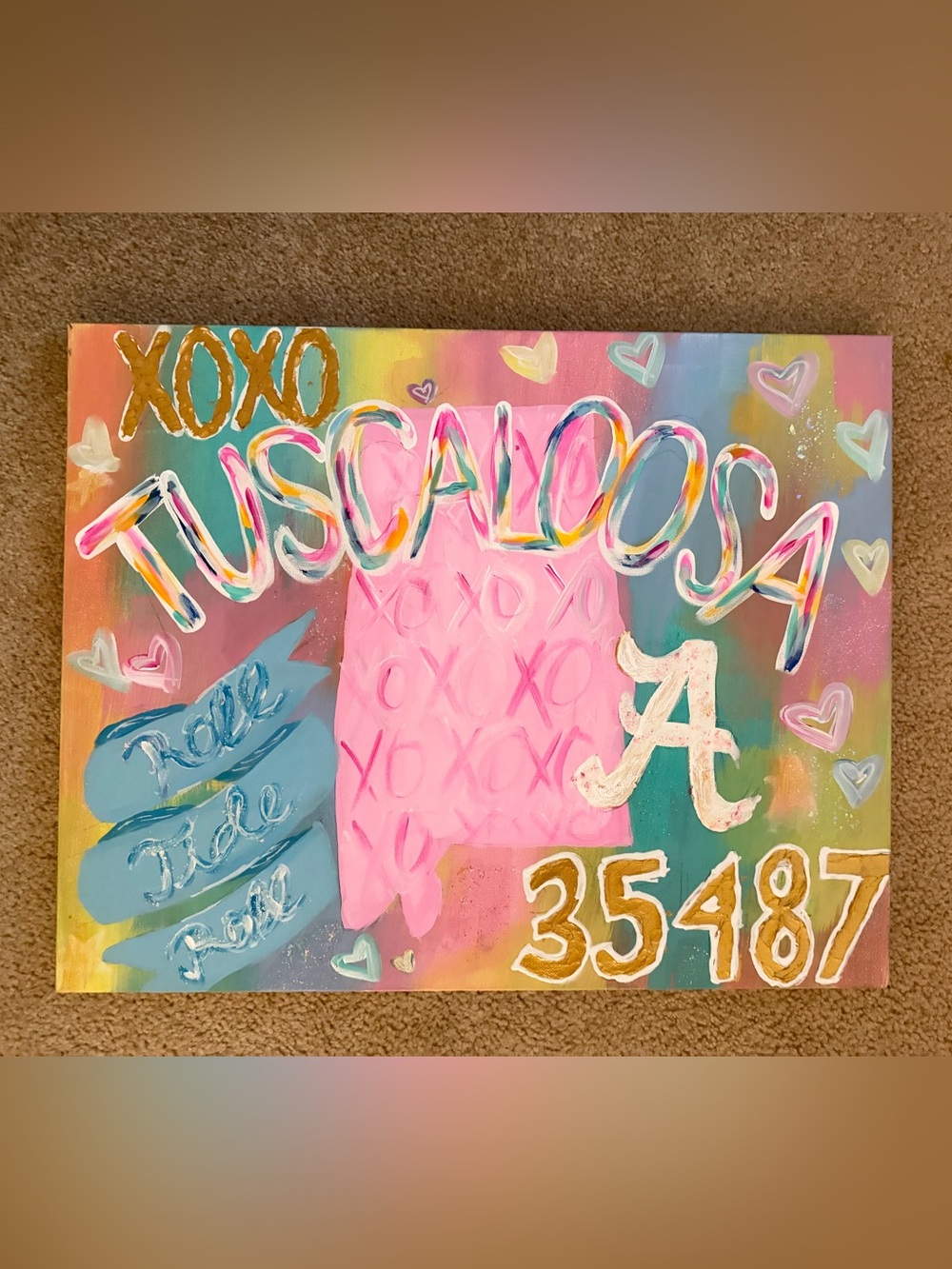 CUSTOM Alabama Dorm Art, 16x18, multicolor + gold